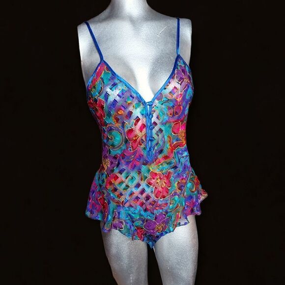 Vintage Victoria's Secret One Piece Sheer Bodysuit Medium - Picture 1 of 11